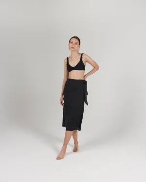 The Midi Pareo Wrap Skirt in Black