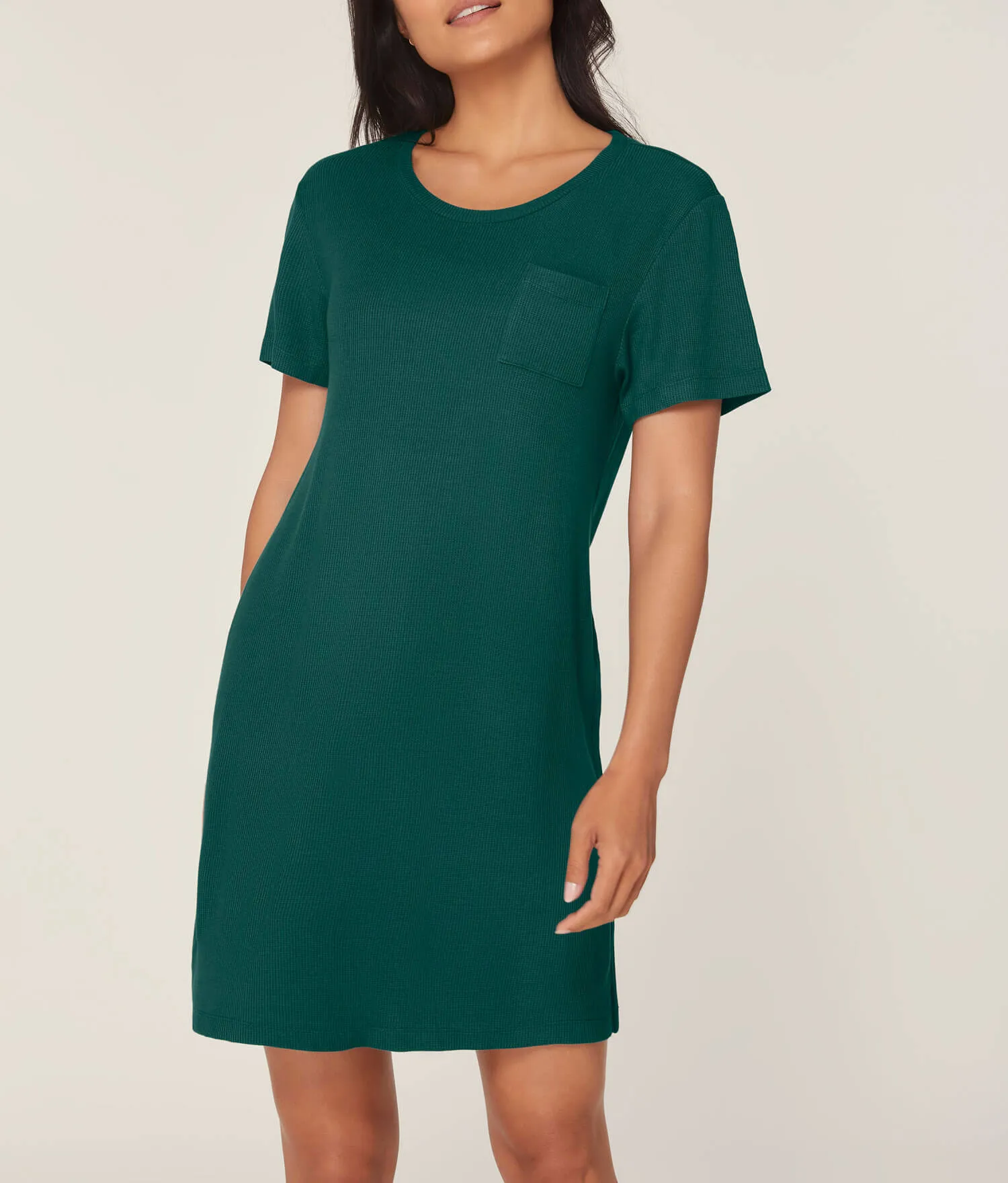 The T Shirt Dress - Waffle - Fern