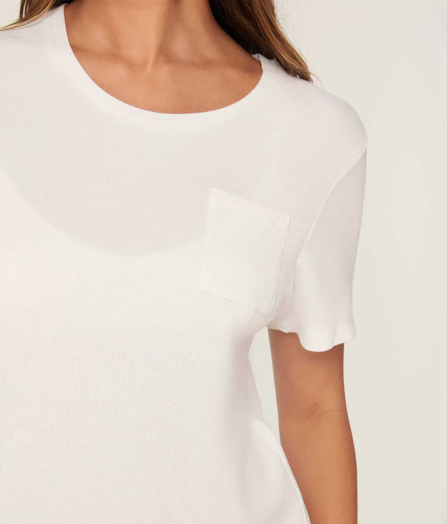 The T Shirt Dress - Waffle - Snow