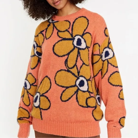 THML Pink flower Knit Sweater Size M/ Medium.