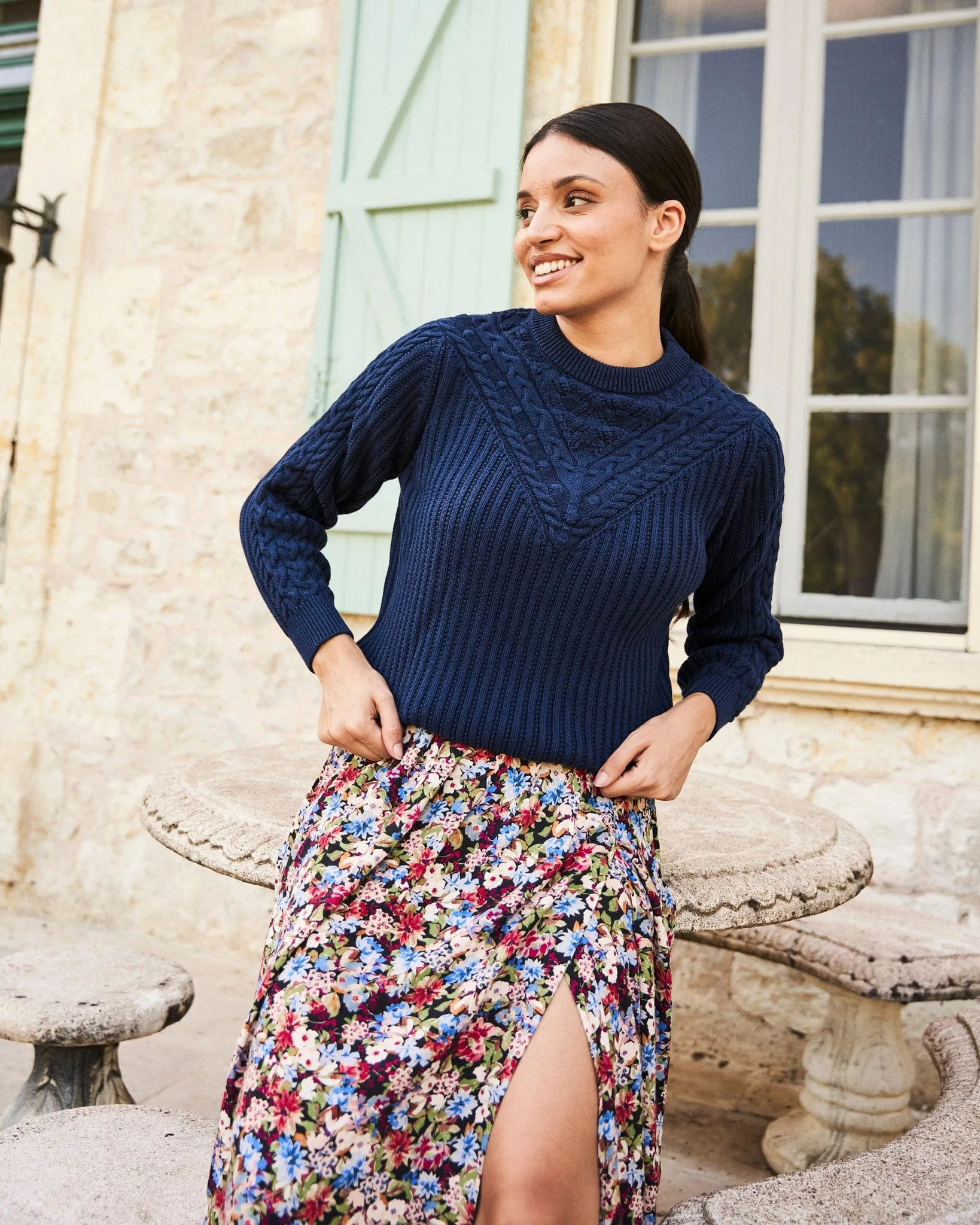 Thunderstorm Organic Cotton Braided Jumper | Midnight Blue