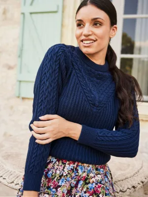 Thunderstorm Organic Cotton Braided Jumper | Midnight Blue