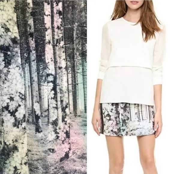 TIBI NY Enchanted Forest Mini Skirt Whimsigoth Coquette Girl Art to Wear Sz0 NWT