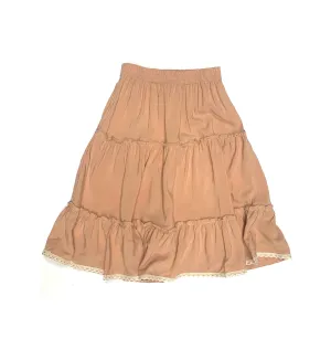 Tiered Midi Skirt - Solid Nude