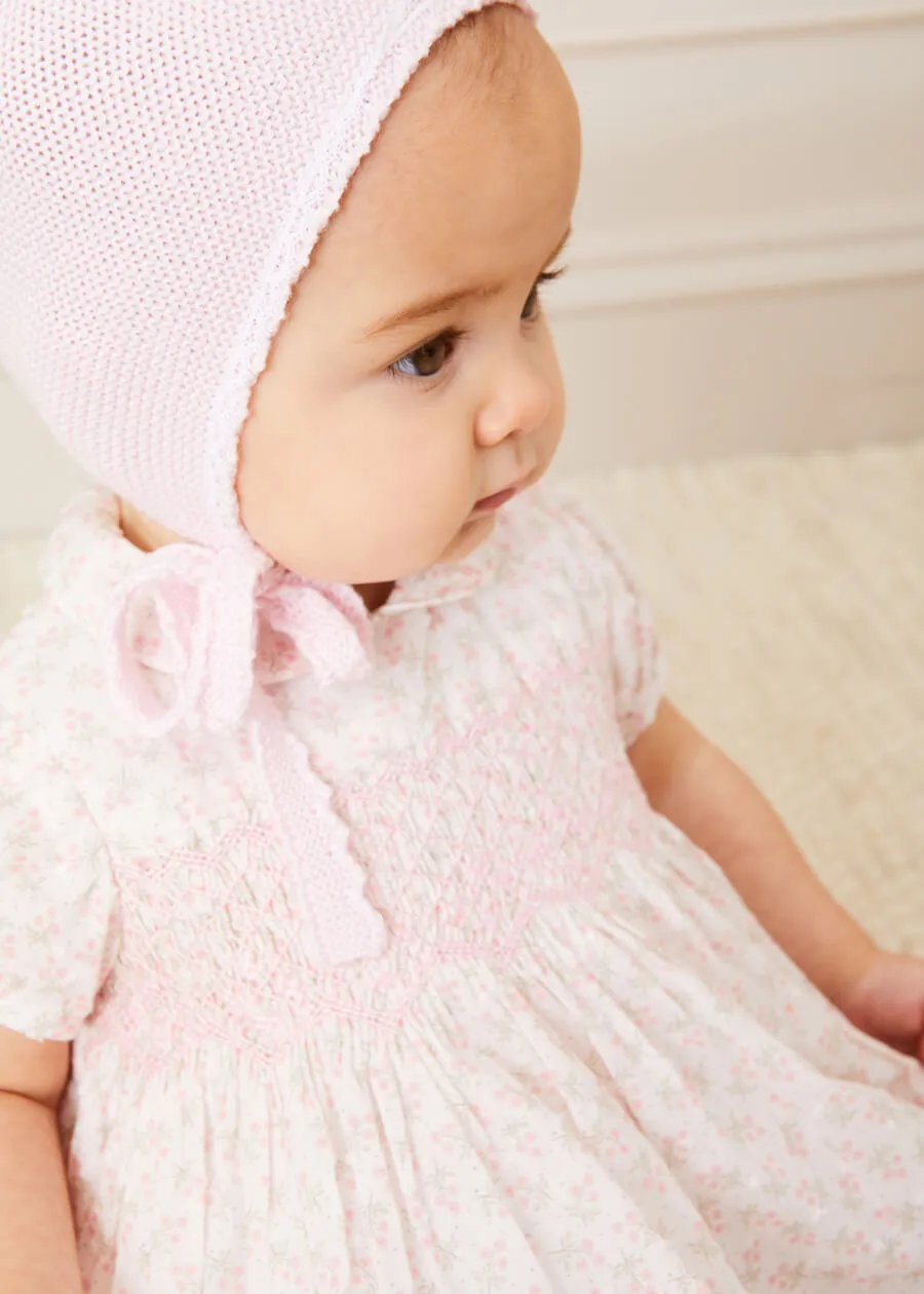 Tilly Floral Print Peter Pan Collar Short Sleeve Dress in Pink (1-6mths)
