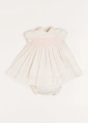 Tilly Floral Print Peter Pan Collar Short Sleeve Dress in Pink (1-6mths)