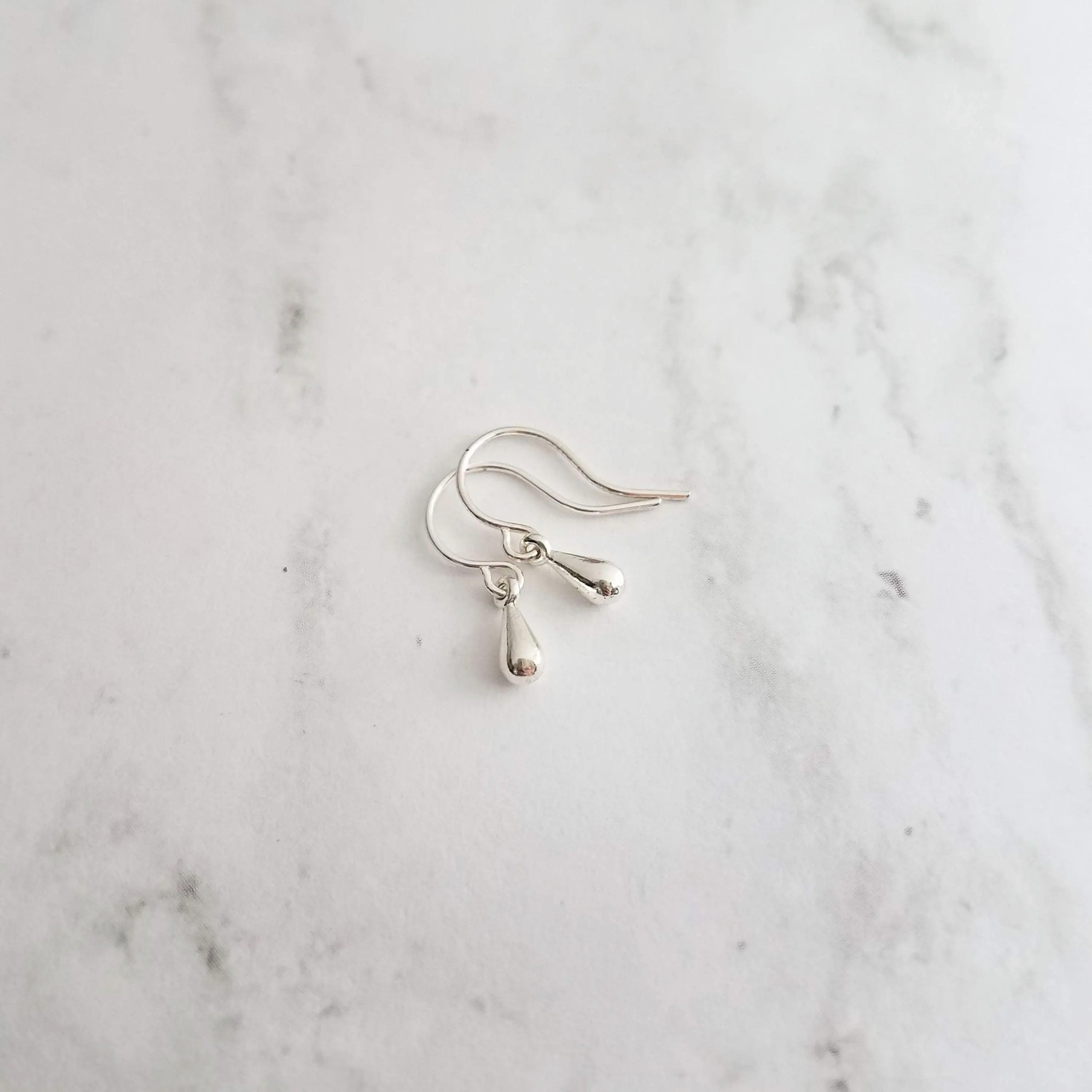 Tiny Silver Drop Earrings, very little teardrop earring, dainty silver earring, plain drop earring, simple silver earring, silver teardrop