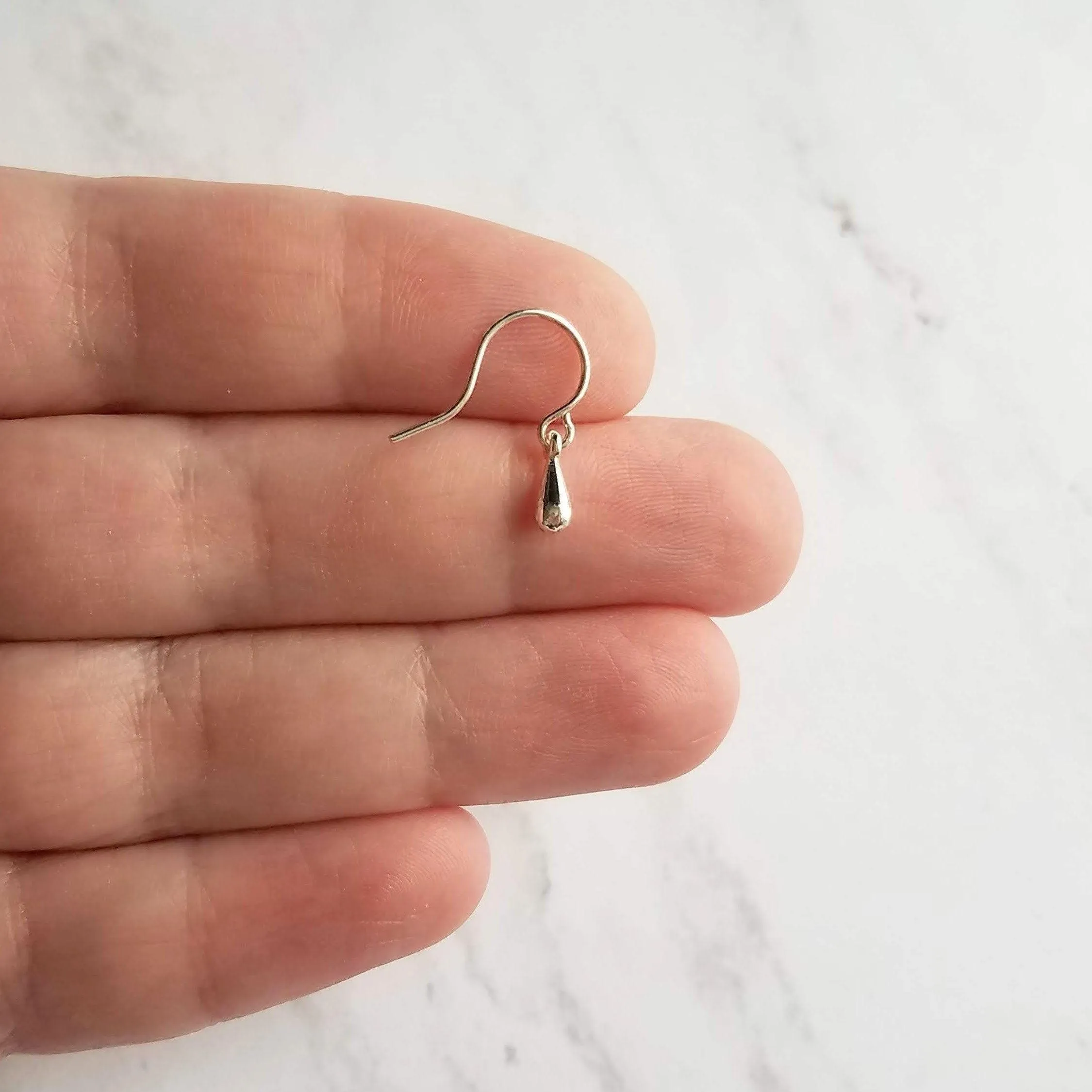 Tiny Silver Drop Earrings, very little teardrop earring, dainty silver earring, plain drop earring, simple silver earring, silver teardrop