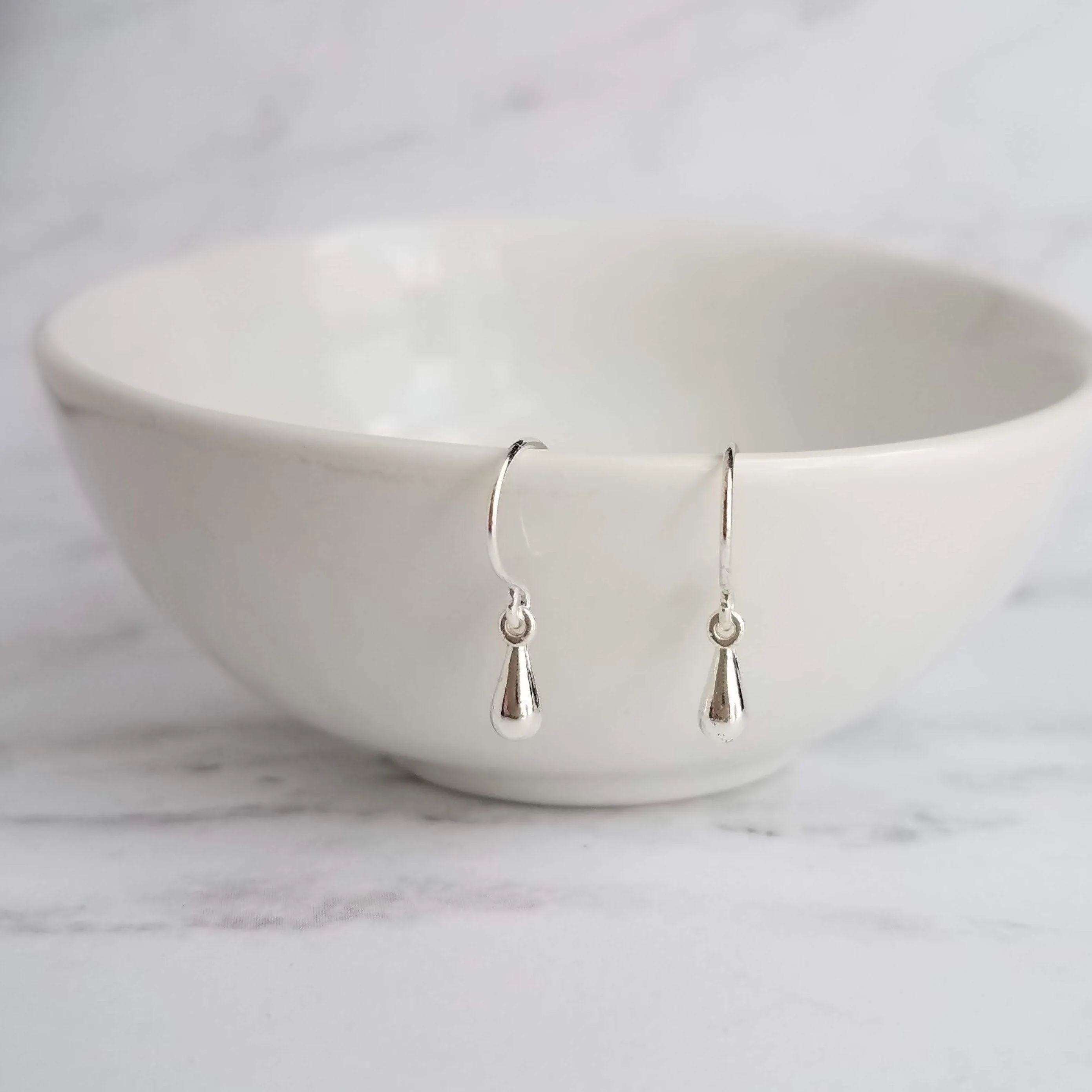 Tiny Silver Drop Earrings, very little teardrop earring, dainty silver earring, plain drop earring, simple silver earring, silver teardrop