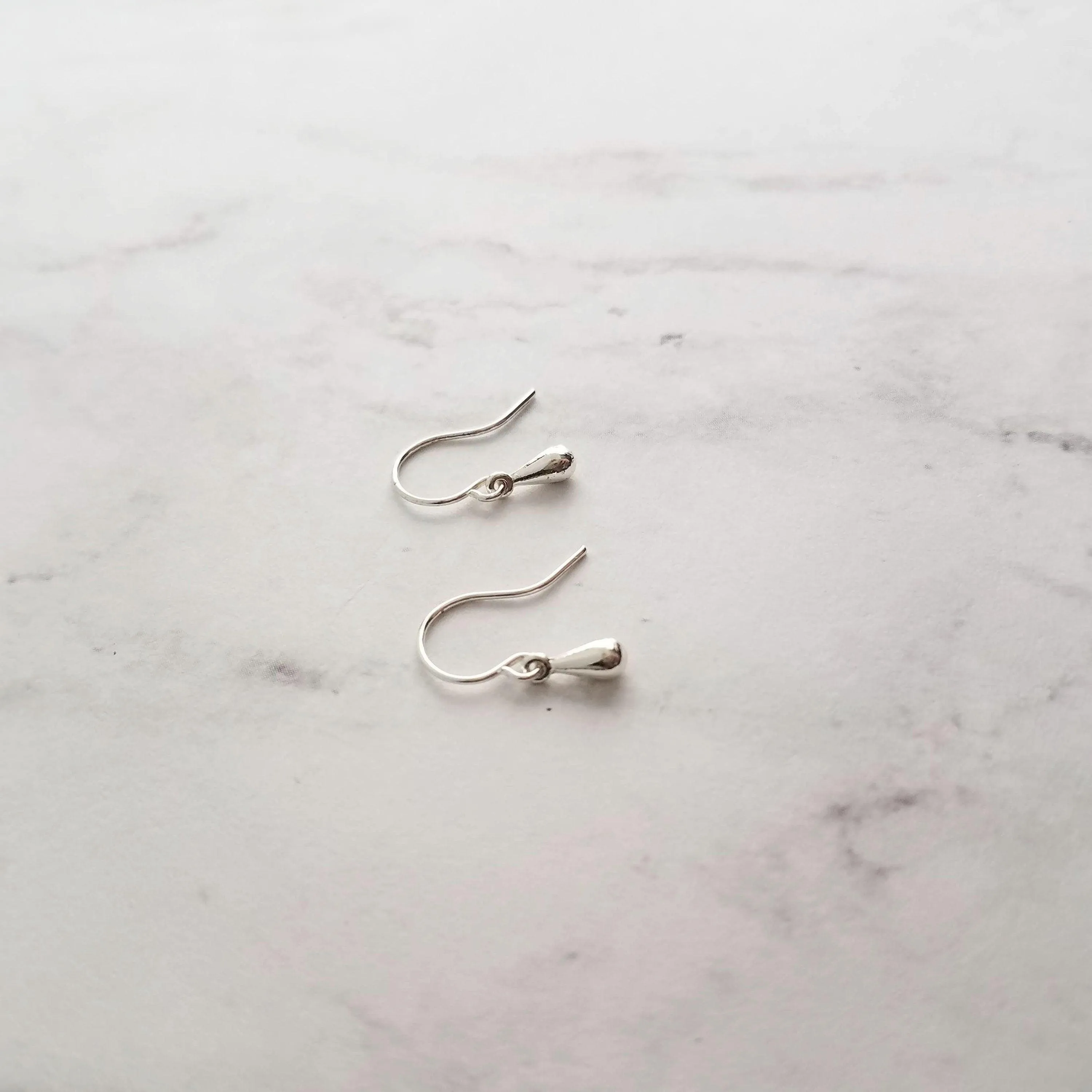 Tiny Silver Drop Earrings, very little teardrop earring, dainty silver earring, plain drop earring, simple silver earring, silver teardrop