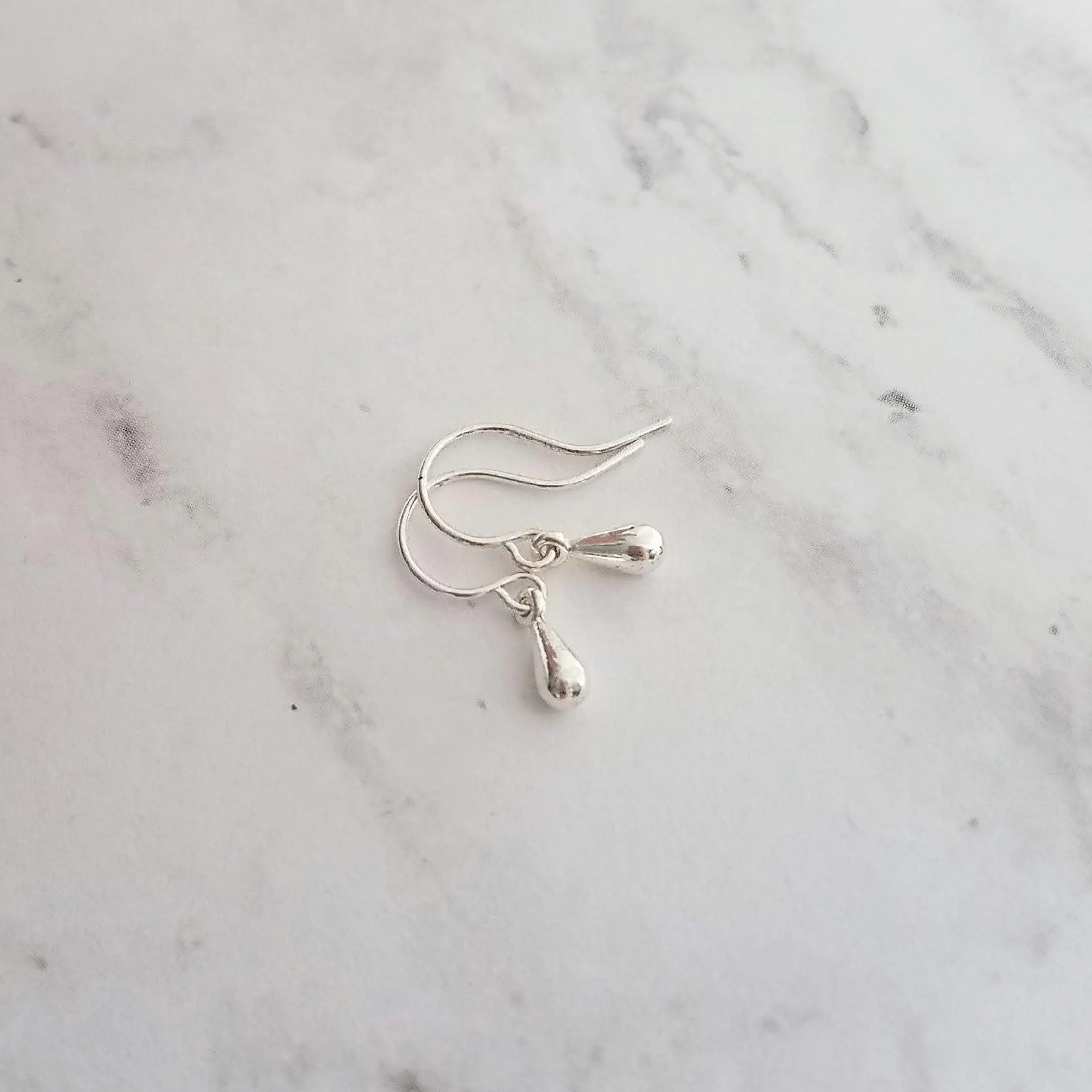Tiny Silver Drop Earrings, very little teardrop earring, dainty silver earring, plain drop earring, simple silver earring, silver teardrop
