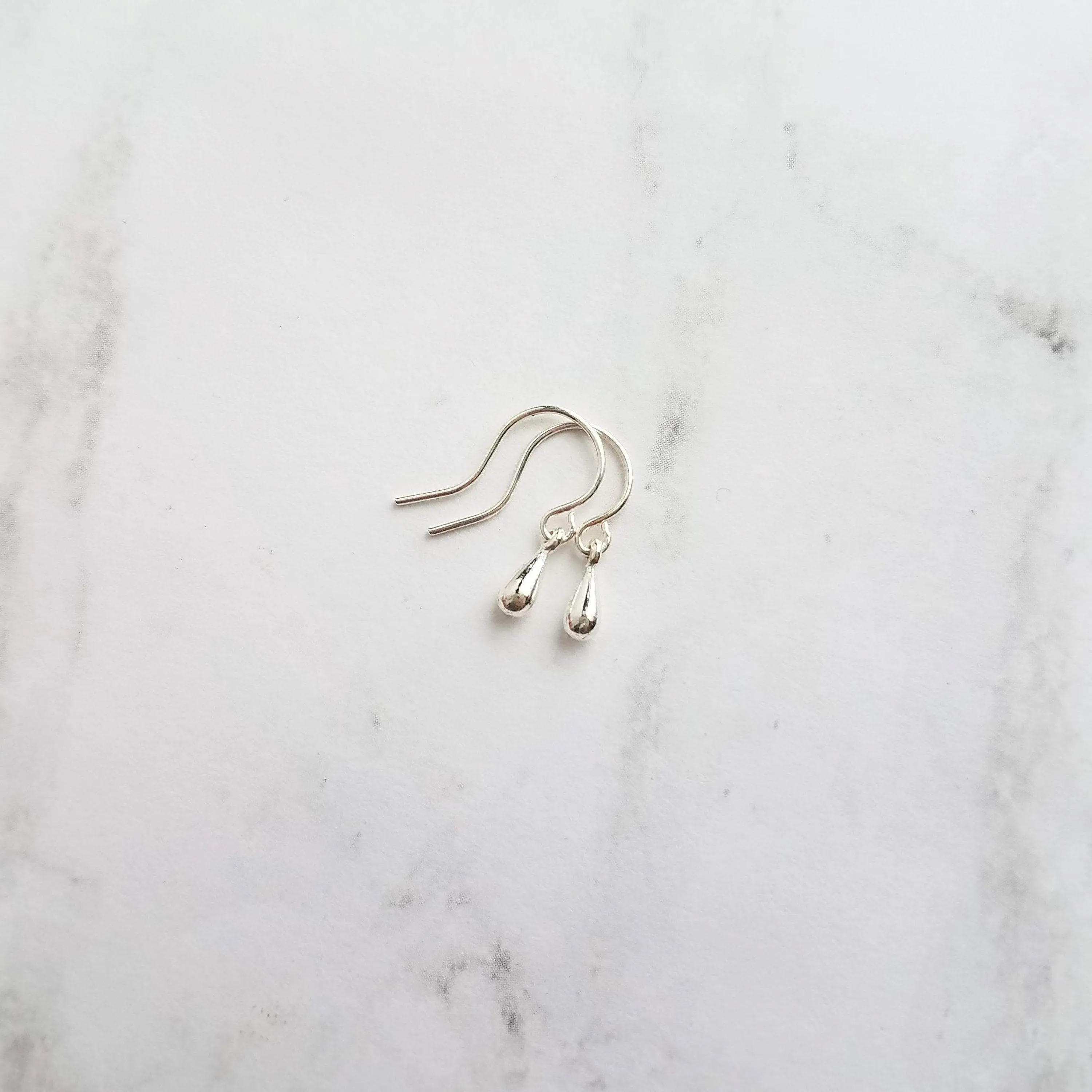 Tiny Silver Drop Earrings, very little teardrop earring, dainty silver earring, plain drop earring, simple silver earring, silver teardrop