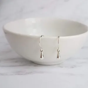 Tiny Silver Drop Earrings, very little teardrop earring, dainty silver earring, plain drop earring, simple silver earring, silver teardrop