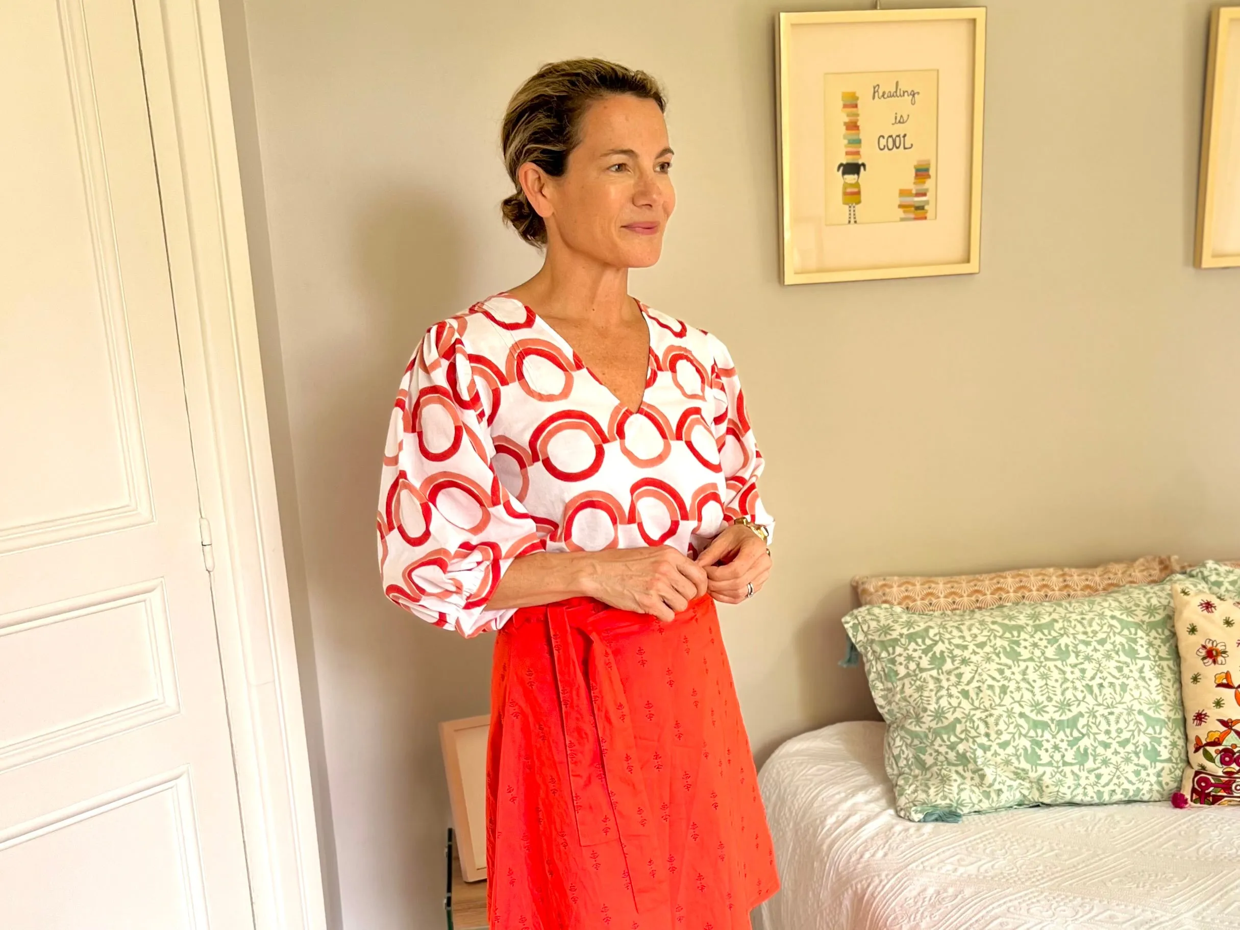 Tomato Staghorn Short Wrap Skirt