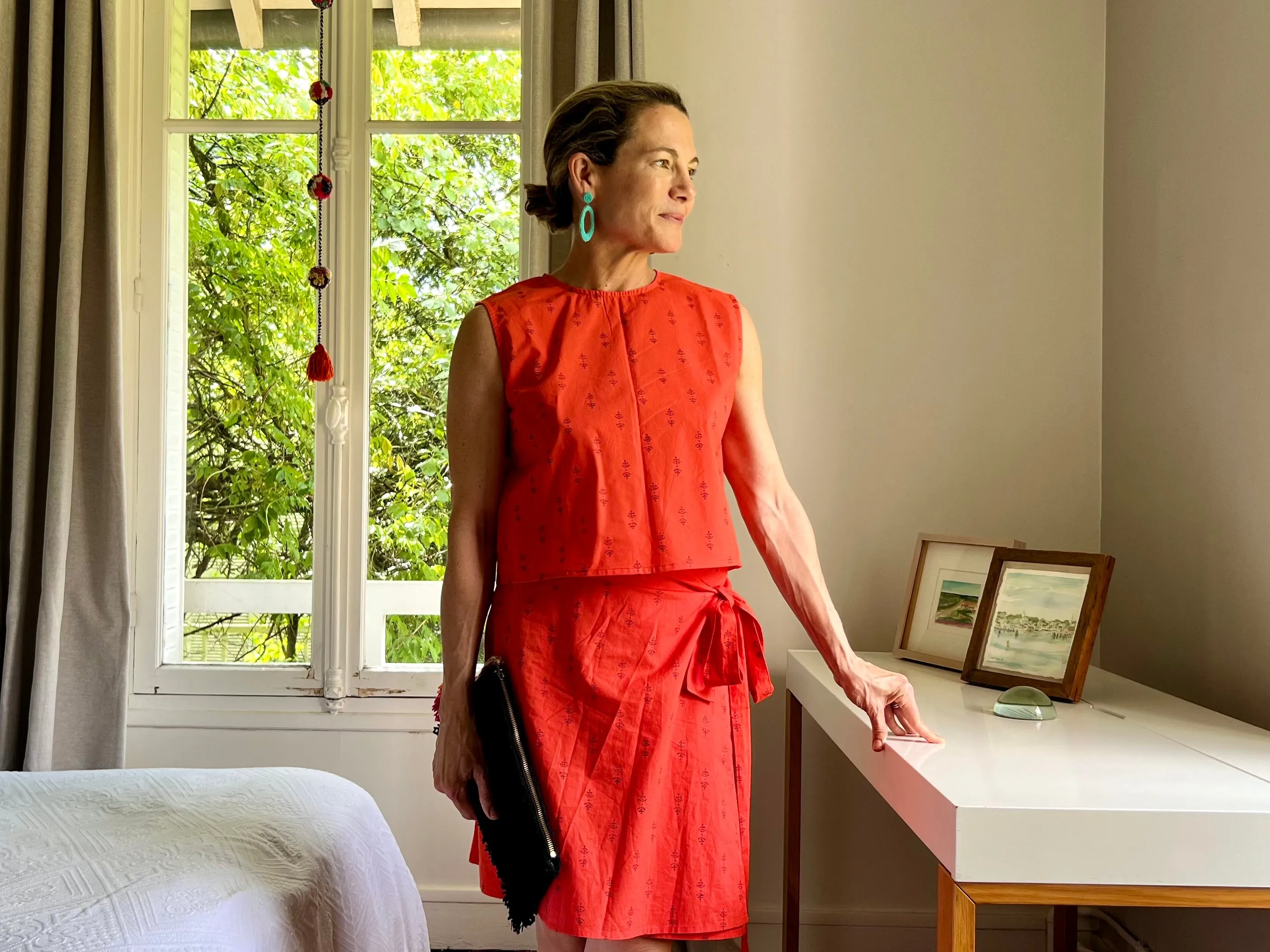 Tomato Staghorn Short Wrap Skirt