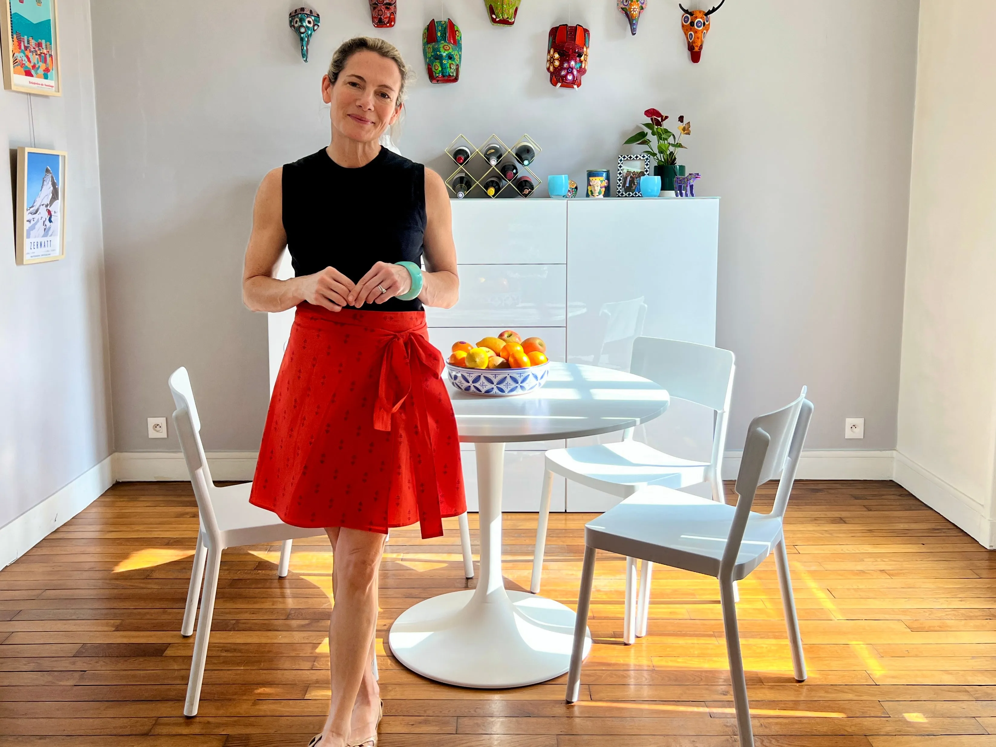 Tomato Staghorn Short Wrap Skirt
