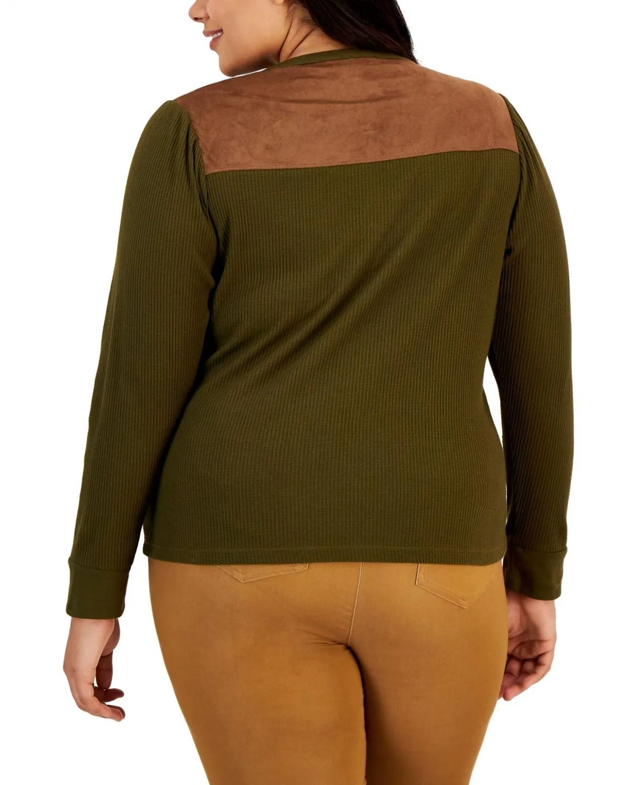 Tommy Hilfiger Waffle Knit Thermal Henley Shirt W2HH0729 Dark Olive Green 2X