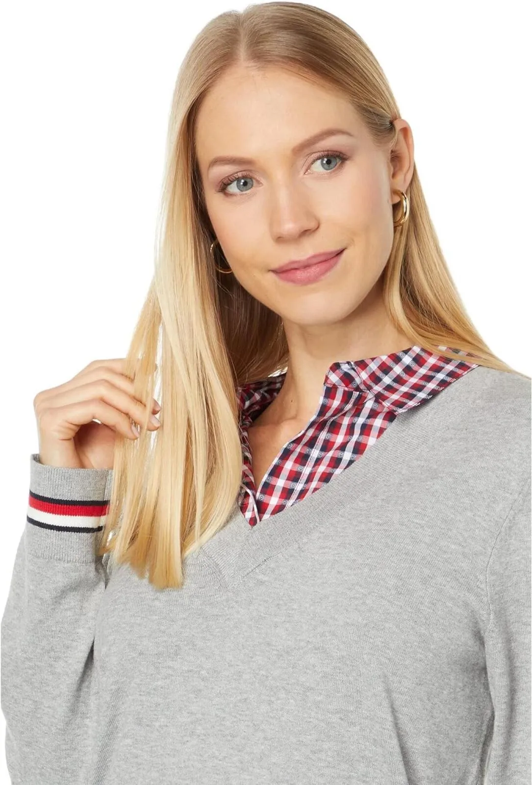 Tommy Hilfiger Womens Cotton Layered Twofer Sweater J2XS0885