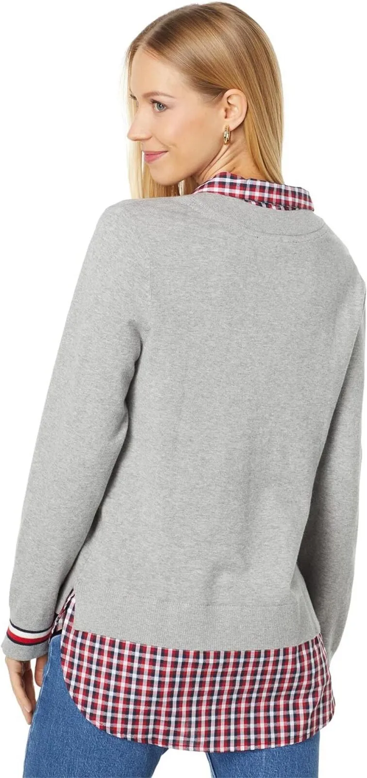 Tommy Hilfiger Womens Cotton Layered Twofer Sweater J2XS0885