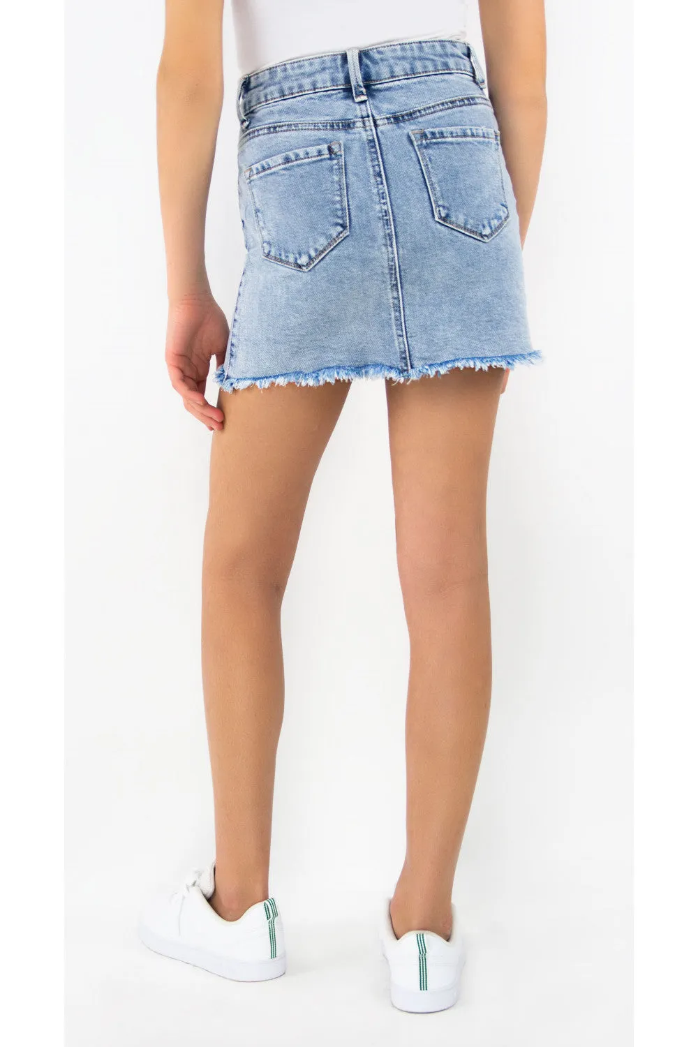 Tractr Girls Rainbow Button Mini Skirt (7-14)