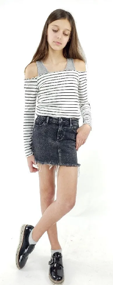 Tractr Lisa Grey Basic Mini Skirt (7-14)