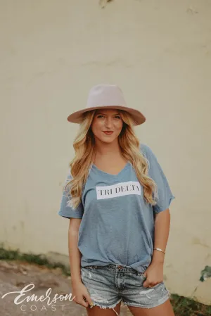 Tri Delta Blue V-Neck PR Tee