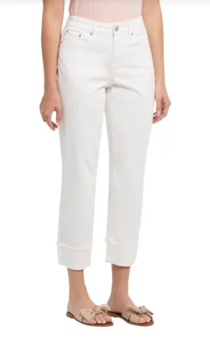 Tribal Audrey 5 PKT Girlfriend Capri - White