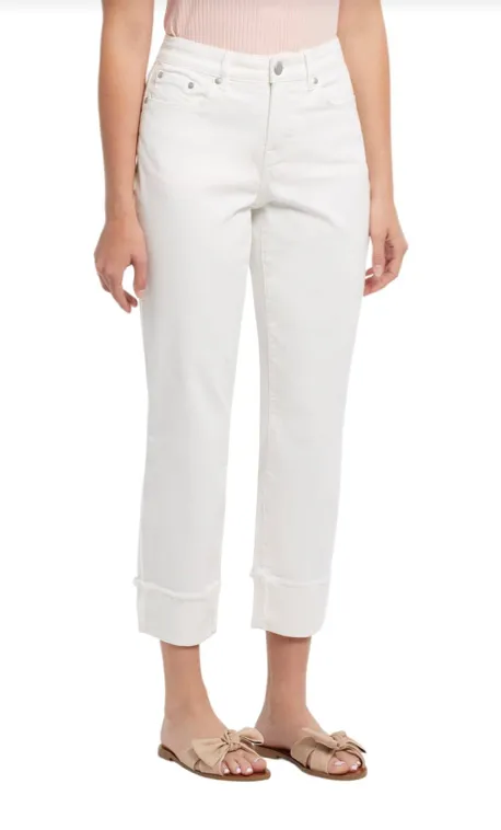 Tribal Audrey 5 PKT Girlfriend Capri - White
