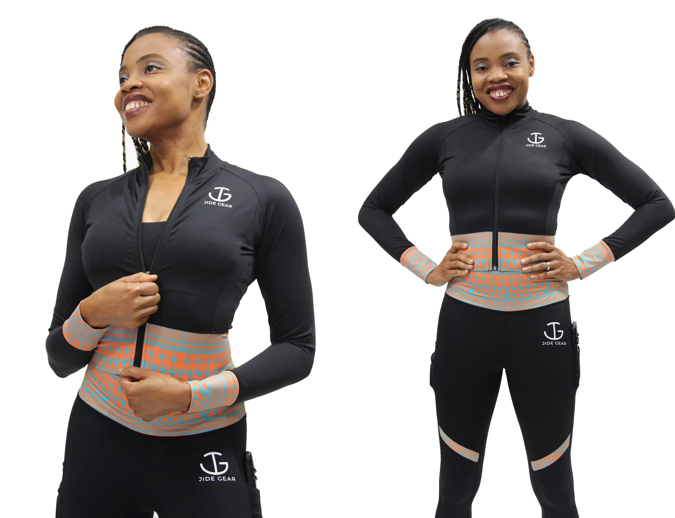Tribal Striped Zip Up Crop Top