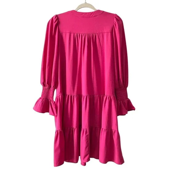 Tuckernuck Pomander Place Electric Pink Crepe Kenzo Dress Womens Small