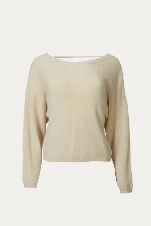 TWIST-BACK COTTON-BLEND SWEATER