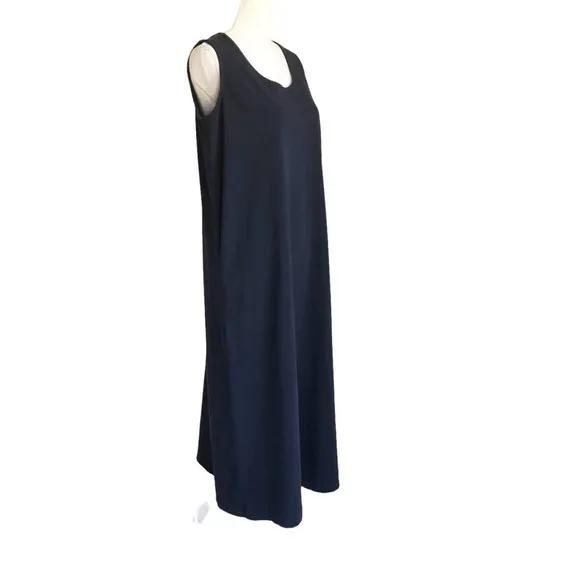 Ulla Popken Navy Blue Sleeveless Cotton Midi Dress 12