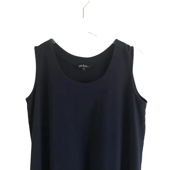 Ulla Popken Navy Blue Sleeveless Cotton Midi Dress 12