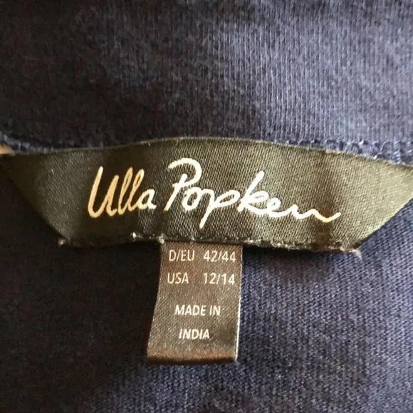 Ulla Popken Navy Blue Sleeveless Cotton Midi Dress 12