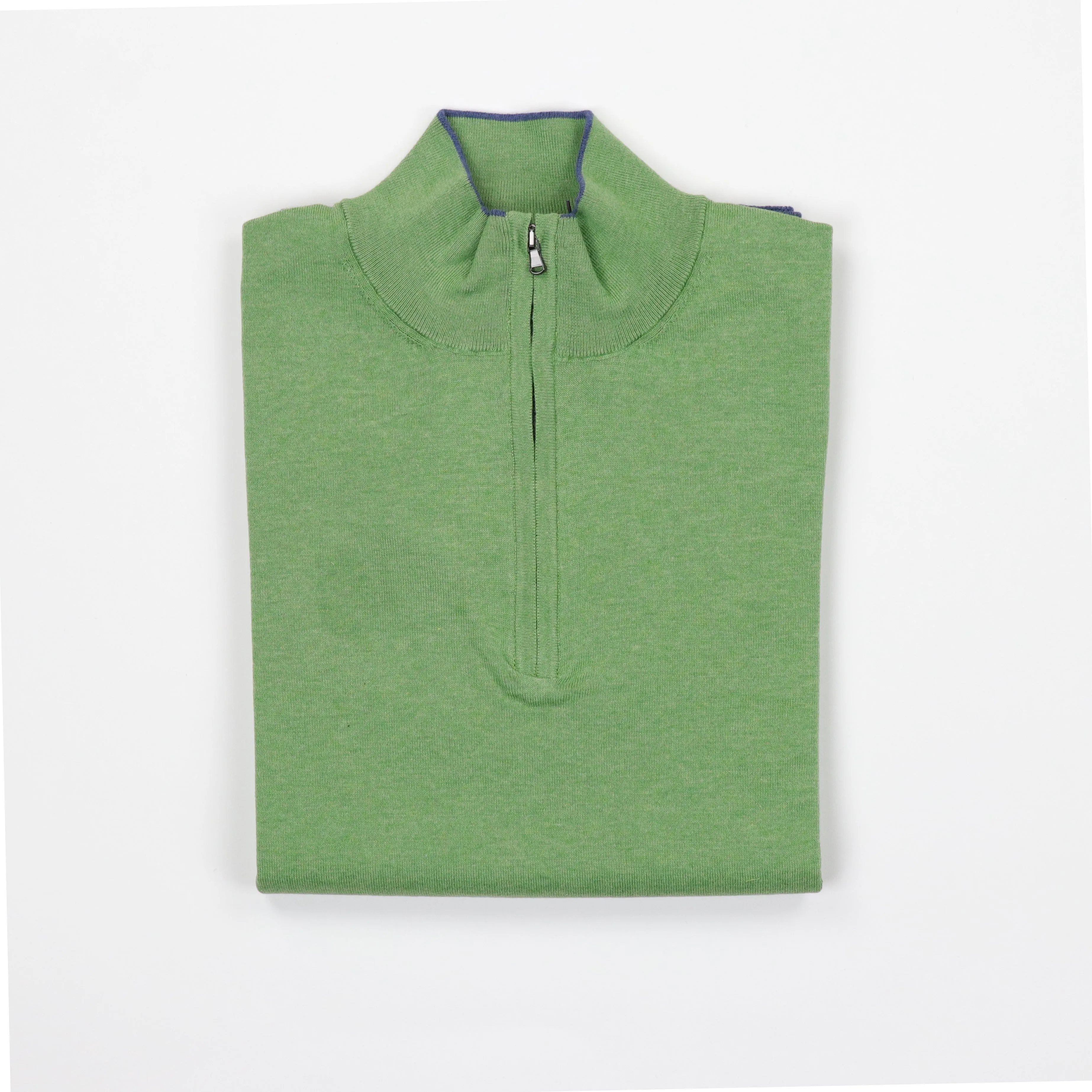 Ultralight Fine Cotton Quarter Zip in Green