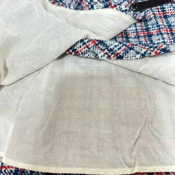 Urban Outfitters Huntley Wool Wrap Mini Skirt size S Plaid Motif Blue NWT