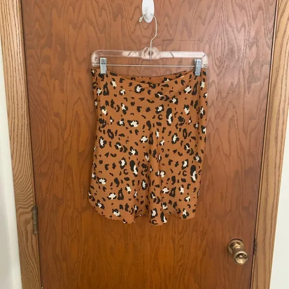 Urban Outfitters Leopard Print Flippy Satin Mini Skirt