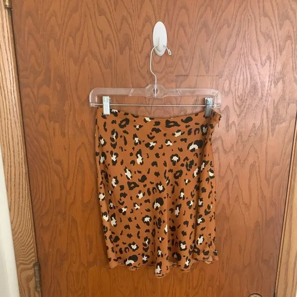 Urban Outfitters Leopard Print Flippy Satin Mini Skirt