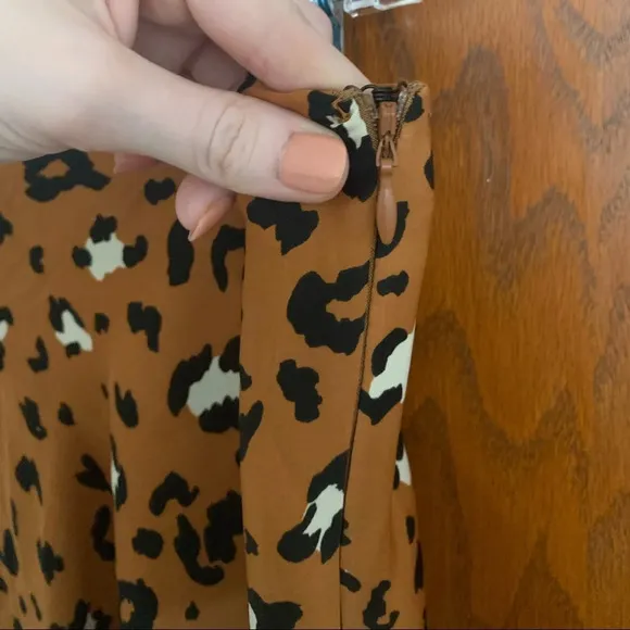 Urban Outfitters Leopard Print Flippy Satin Mini Skirt