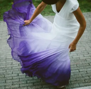 V neck Ombre Formal Prom Dress, A Line Wedding Dress Party Gown    fg1772