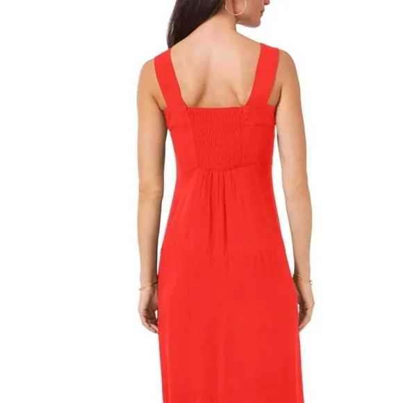 Vince Camuto Red Smocked Back Challis Tiered Sleeveless Maxi Dress | Size 3X‎