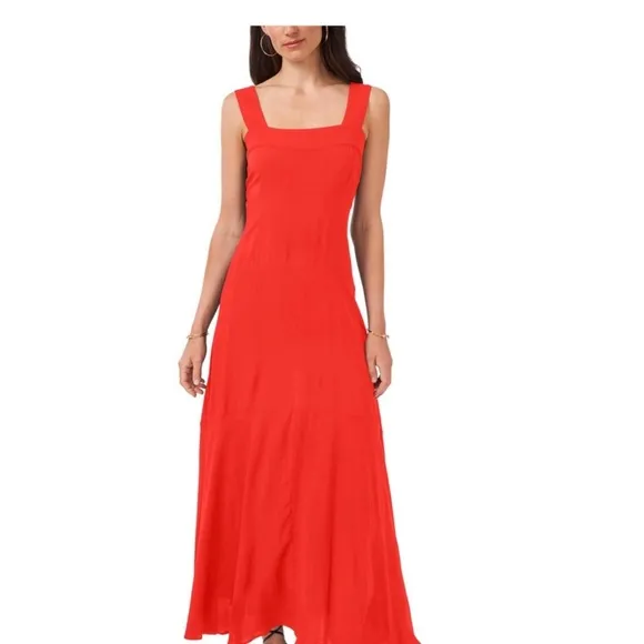 Vince Camuto Red Smocked Back Challis Tiered Sleeveless Maxi Dress | Size 3X‎
