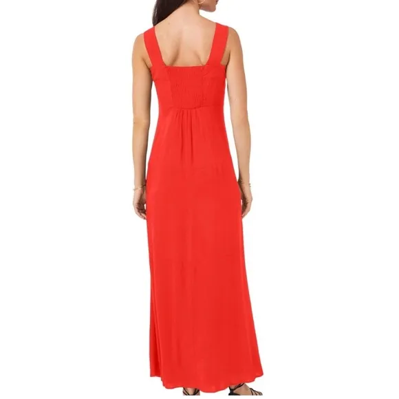 Vince Camuto Red Smocked Back Challis Tiered Sleeveless Maxi Dress | Size 3X‎
