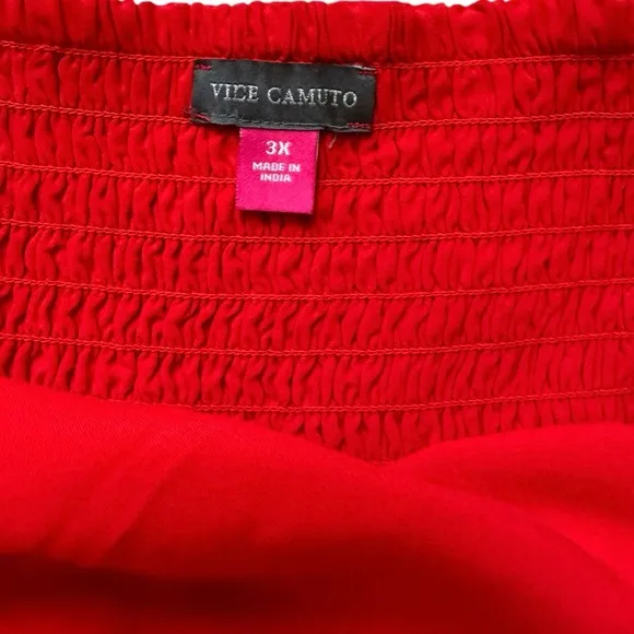 Vince Camuto Red Smocked Back Challis Tiered Sleeveless Maxi Dress | Size 3X‎