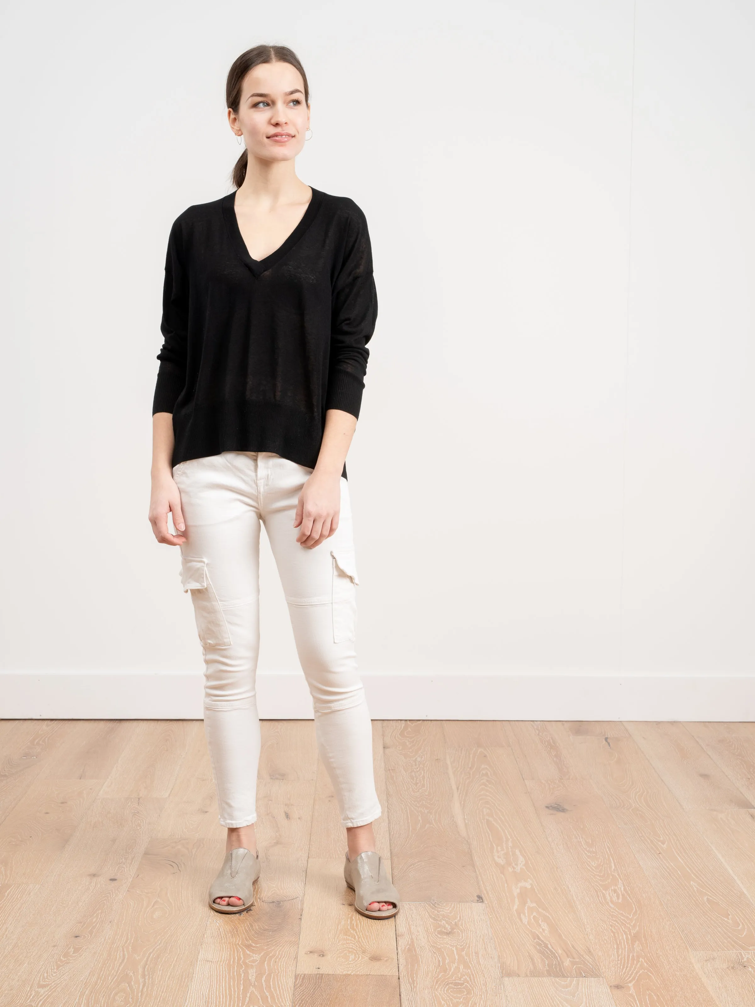vincent skinny leg cargo pant - soft white