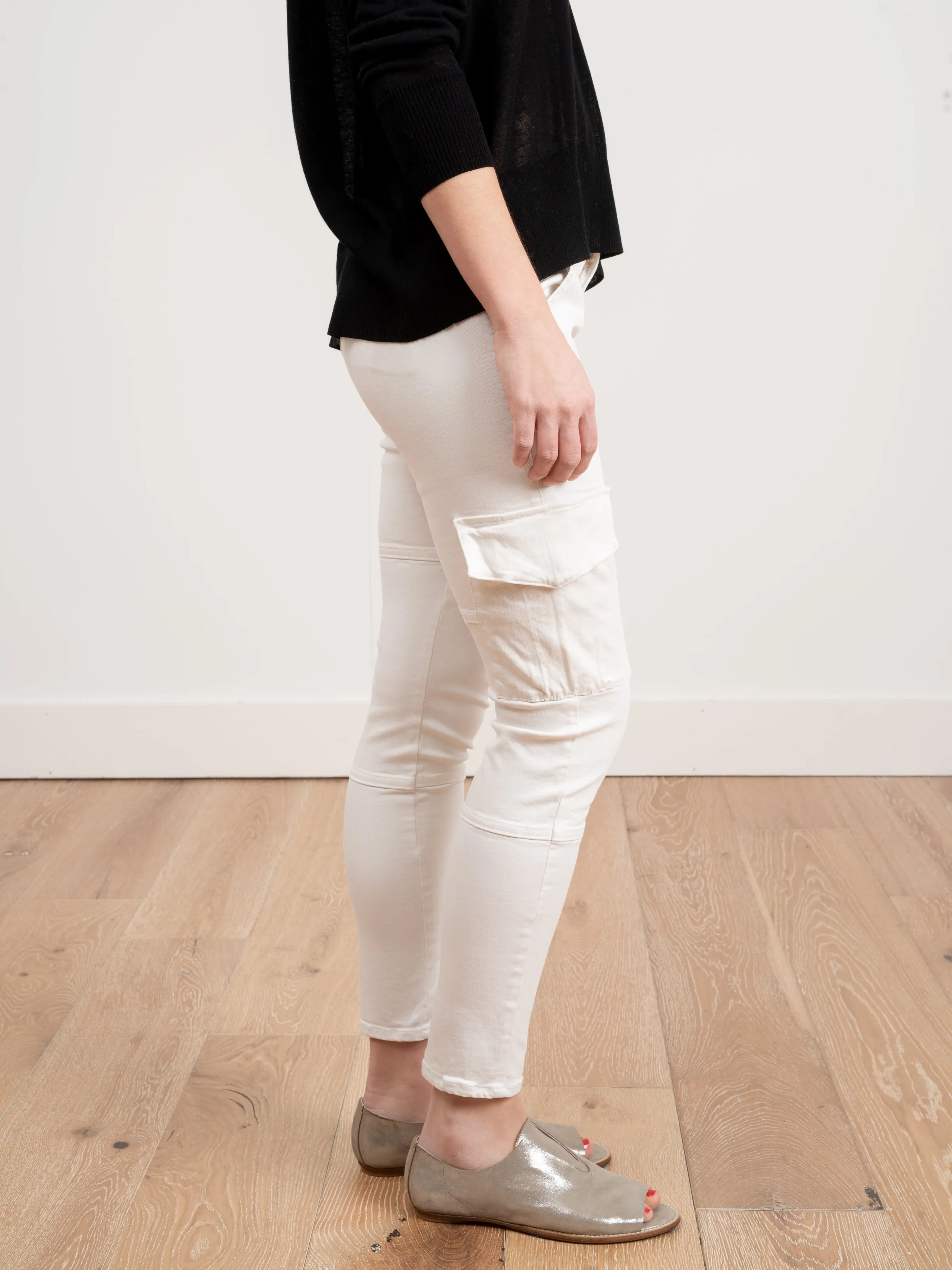 vincent skinny leg cargo pant - soft white