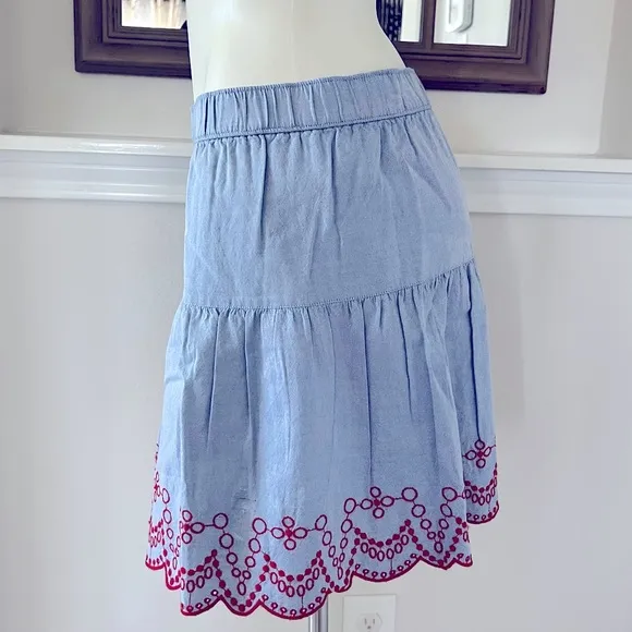 Vineyard Vines Mini Skirt Embroidered Flounce Pull-On Size M NWT $88.00