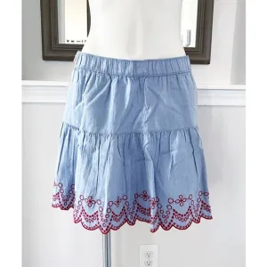 Vineyard Vines Mini Skirt Embroidered Flounce Pull-On Size M NWT $88.00