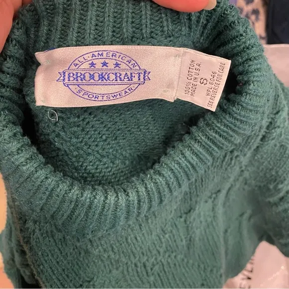 Vintage Brookcraft All American Sportswear Green Knit Sweater Women’s Small
