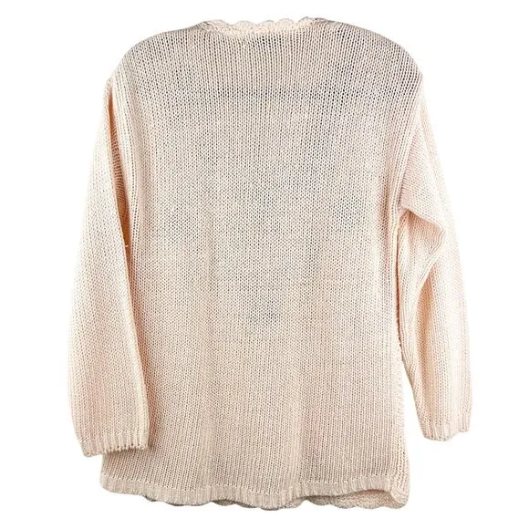 Vintage Carolyn Taylor Peach Pink Knit Raymie Blend Embroidered Sweater (S)